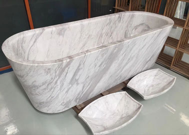 China Het opgepoetste van het Natuursteenbadkuip van de Behandelingsluxe Marmeren Materiële Freestanding Type leverancier